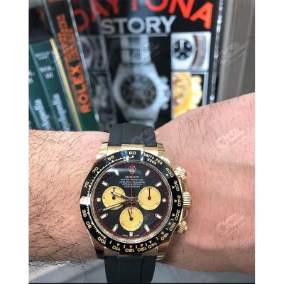 Rolex ของแท้ Daytona series 116518LN ทอง Paul disc black disc แหวนทองเข็มแดงโครโนกราฟสามตาอัตโนมัตินาฬิกาผู้ชาย