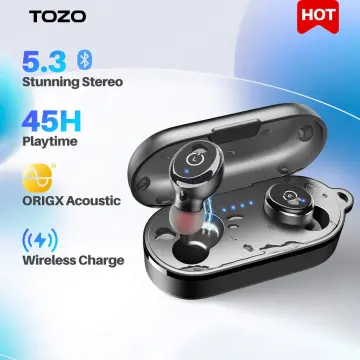 TOZO T10 Bluetooth 5.3 Wireless Earbuds with Wireless Charging Case IPX8  Waterproof Stereo Headphones in Ear Built in Mic Headset Premium Sound with  Deep Bass for Sport Black
