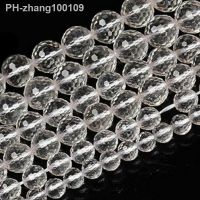 6-14mm Round Faceted White Rock Quartz Beads Natural Clear Crystal Beads For Jewelry Making beads 15 39; 39; DIY Beads Trinket