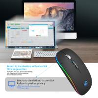 เมาส์ไร้สาย2.4G 1200Dpi อุปกรณ์คอมพิวเตอร์บางเฉียบ Ergonomics Optical Mouse เมาส์สำหรับเล่นเกม Opto-Electronic Silent Rechargeable