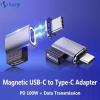 SURP สนับศอก ขั้วต่อสายเคเบิล 5A ชาร์จเร็ว ตัวแปลงสัญญาณ อะแดปเตอร์ USB C เป็น Type C แม่เหล็กแบบแม่เหล็ก Pd 100W