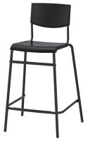 สตีก เก้าอี้บาร์มีพนัก, ดำ, สีเงิน, 63 ซม. (STIG Bar stool with backrest, black, silver-colour, 63 cm)