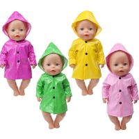 43 Cm Baby Boy Dolls Yellow Hooded Raincoat Waterproof American Newborn Clothes Toys accessories Fit 18 Inch Girls Gift f539