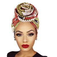 【YF】 Women African Pattern Knot Headwrap Pre-Tied Knotted Turban Bonnet Satin Linned Beanie Headscarf Cap Headwear Hair Accessories