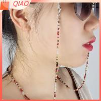 QIAO 1pc พร้อมหัวเข็มขัดซิลิโคน2อัน โซ่แว่นตาลูกปัด กันลื่น อุปกรณ์เสริมสำหรับตา สายคล้องแว่นตา แฟชั่นสำหรับผู้หญิง โซ่แว่นตาตา ผู้หญิงผู้ชาย