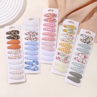 10Pcs/Lot Ins Baby Girls 5.5cm Flower Print Cotton Hair Bow Snap Clips Set Fabric Plaid Bobby Hairpins Hairgrips Kids Headwear