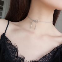 Fashion Simple Gold Silver color Bow-knot Short Choker Female Charm Clavicle Chains Collar Choker Necklace Party Jewelry Bijoux Fashion Chain Necklace