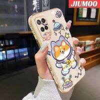 เคส JIUMOO สำหรับ OPPO A54 4G A74 5G A55 4G เคสลายการ์ตูนน่ารักลายลูกสุนัขอวกาศดีไซน์ใหม่นิ่มหรูหราชุบเคสโทรศัพท์ขอบด้านข้างเคสกันกระแทกสี่เหลี่ยมคลุมทั้งหมดป้องกันเลนส์กล้องเคส