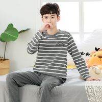 MUJI High-end 8-25 years old spring and autumn youth junior high school students big boys long-sleeved cotton pajamas summer short-sleeved mens cotton