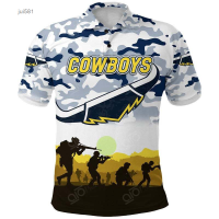 Style Summer 2023 NEW North Queensland Cowboys ANZAC Polo Shirt Simple - Whitesize：XS-6XLNew product，Canbe customization high-quality