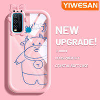 YIWESAN เคสสำหรับ VIVO Y30 Y30i Y50เคสลายการ์ตูนโชคดีวัวควายสีสันสดใสน่ารักเลนส์กล้องถ่ายรูปแบบนิ่มมอนสเตอร์ตัวน้อยซิลิโคนโปร่งใสเคสกันกระแทกแบบใสง่าย