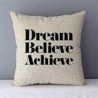 Dream believe achieve letters printed quality cozy cushion cover home decorative pillows square 45x45cm pillowcase for couch D5