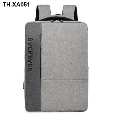 New mens backpack large capacity business waterproof USB charging 15.6 inch laptop bag
