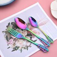 24Pcs Dinnerware Set Knives Fork Tea Spoon Dinner Tableware 304 Stainless Steel Gold Cutlery Set Kitchen Flatware Silverware