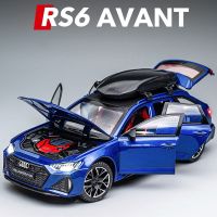 1:24รถ Audi RS6รถสเตชั่นแวกอนโมเดลรถยนต์สปอร์ตอัลลอยหล่อโลหะแบบจำลองรถแข่งจำลองเสียงและไฟของขวัญสำหรับเด็ก