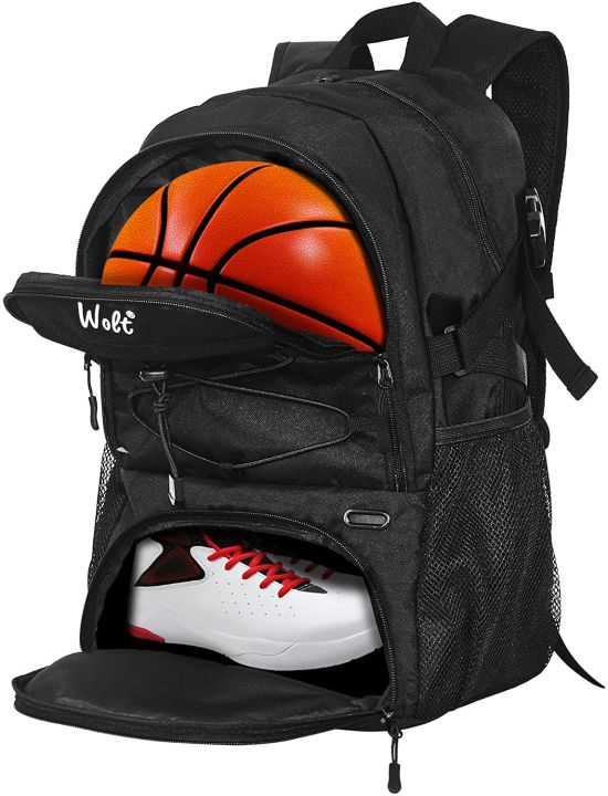 Wolt | Basketball Backpack Large Sports Bag With Separate Ball Holder ...