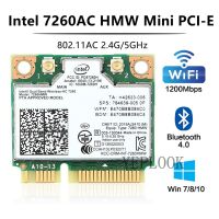 ไร้สาย-AC 7260 Intel 7260HMW 7260AC Dual Band 2.4และ5Ghz 1200Mbps 300M + 867Mbps 802.11ac/a/b/g Bluetooth4.0ครึ่ง Mini PCI-E การ์ดไร้สายการ์ด Wifi Wlan