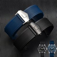 Rubber watchband for TAG WAY201A/WAY211A 300|500 wrist strap 21mm 22mm Arc end black blue Watch Band with folding buckle