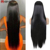 【jw】卍✱✕  Wignee Straight Wig 30 Inch Middle Part Wigs With Lights Synthetic Hair