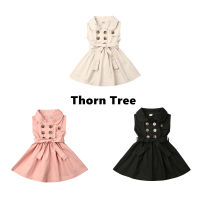 Thorn Tree เด็กวัยหัดเดินเด็กทารกหญิง Trench Coat ชุดเดรสเสื้อแขนกุดชุดรอมเปอร์ชุดแจ๊กเก็ต