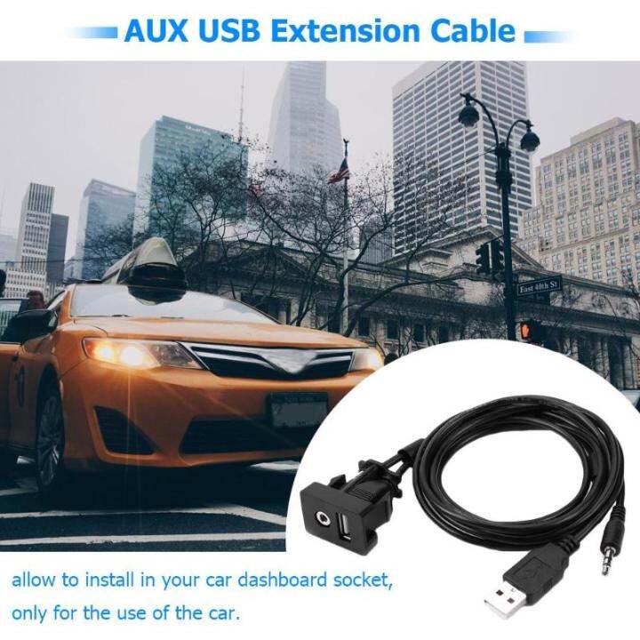 car-dash-flush-mount-usb-port-panel-auto-boat-3-5mm-18-aux-usb-extension-cable-adapter-for-toyota-camry-corolla-highlander-rav4