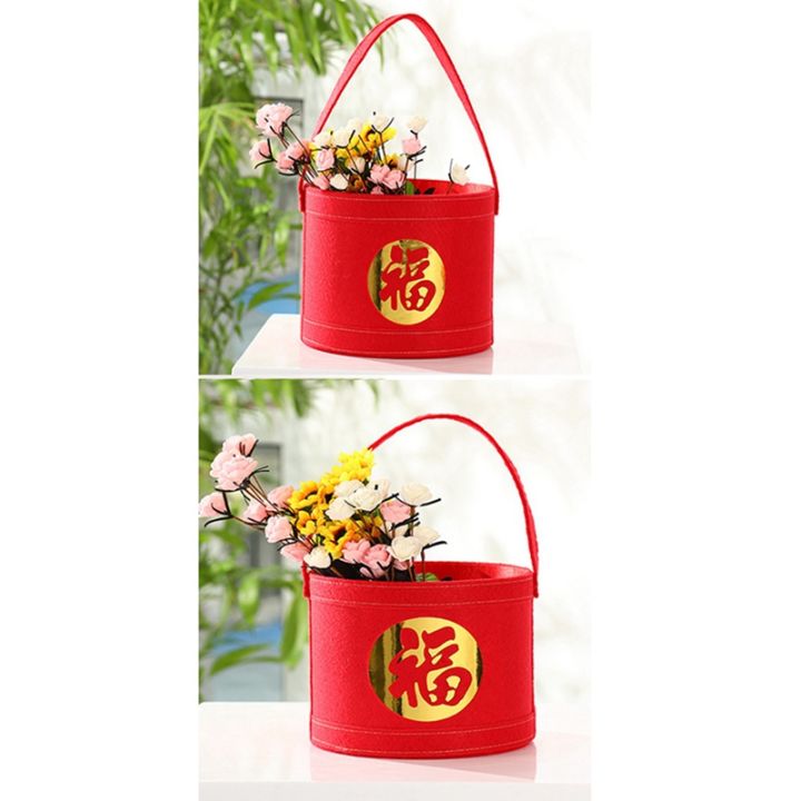 new-year-red-blessing-bucket-round-blessing-holding-bucket-silver-willow-bouquet-box-flower-arrangement