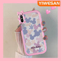 เคส Chenyyyka สำหรับ Xiaomi Redmi 9A Redmi เคส9I ลายการ์ตูนน่ารักสีม่วงสีชมพูมิกกี้เมาส์มีขอบสีสันเคสโทรศัพท์โปร่งใสเคสกันกระแทกกันกระแทกเลนส์กล้องถ่ายรูปลายสัตว์ประหลาดตัวเล็ก