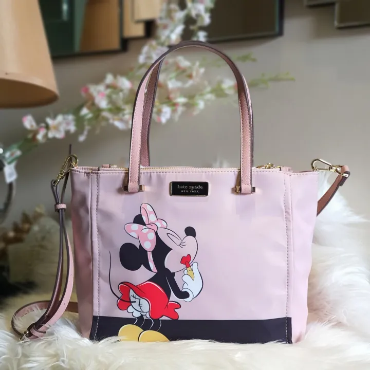 Kate Spade Best Seller Classic Medium Dawn Satchel Two Zip Mickey Print  Women's Tote Bag with Sling-Light Pink | Lazada PH