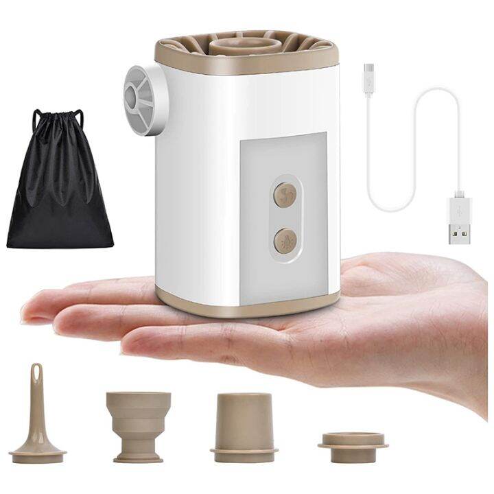 Electric Air Pump For Inflatables, Portable Rechargeable Mini Air Mattress Pump For Pool Floats, With Led Camping Light For Air Mattress, Air Bed