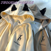 TroubleMaker เสื้อฮู้ด เสื้อแขนยาวอบอุ่น หลวมและสบาย ๆ สไตล์ขี้เกียจย้อนยุคอเมริกัน 2023NEW WJK2390YOM 37Z230914