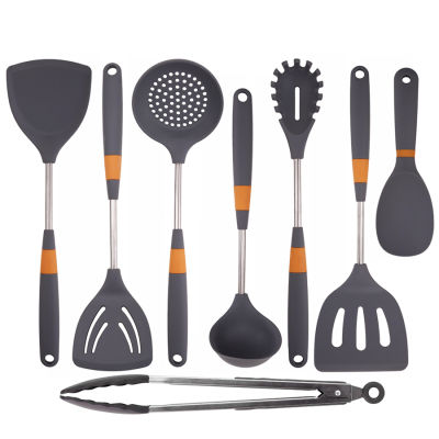 Silicone Cooking Tool Set Kitchen Utensils Non-Stick Anti Slip Support Design Kitchenware Heat Resistant Spoon Spatula Cookware