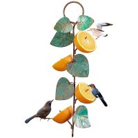 Metal Hummingbird Bird Feeder Suspended Leaf Decorative Garden Art Birdfeeder Hanging for Outdoor Yard Patio Decoration