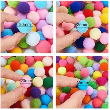 100pcs colorful pom pom balls 20mm Pompoms Assorted Pompoms Crafts Cat Toys  for
