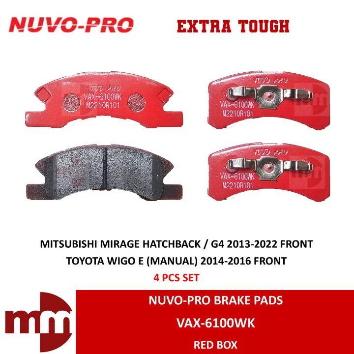 NUVO PRO XT Brake Pads for MITSUBISHI MIRAGE HATCHBACK / G4 20132022
