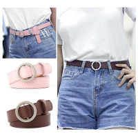 Round buckle without needle free punching ladies belt decoration wild jeans belt female student belt