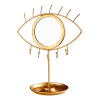 Eye Shape Vanity Mirror with Jewelry Display Tray Earrings Holder Necklace Holder Creative Decoration for Jewelry Shop Bedroom