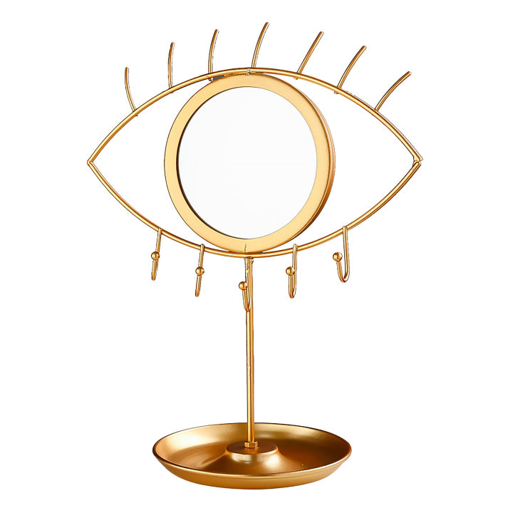 Eye Shape Vanity Mirror with Jewelry Display Tray Earrings Holder Necklace Holder Creative Decoration for Jewelry Shop Bedroom