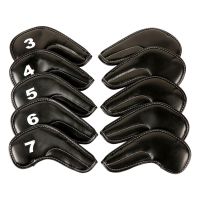 ♝ 10Pcs PU Golf Iron Head Covers Set Golf Club Head Cover Number Tag Waterproof Headcover Wrap for Golf Wedges Golfers Women Men