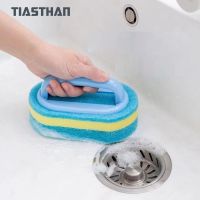 【CC】♨  Cleaning with Handle 3 Layers Sponge Thickening Household Stain Removal Washing Tools