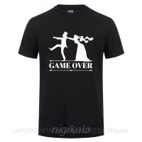 Game Over Bride Groom Bachelor Bachelorette Party T-Shirt Men Summer Short Sleeve O Neck Cotton Camisetas T Shirt Funny Tshirt  YKH7