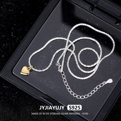 JYJIAYUJY 100% สร้อยคอ S925เงินสเตอร์ลิงแท้ทั้งหมดในสต็อกทองรูปหัวใจสีทองเครื่องประดับแฟชั่นที่ไม่ก่อให้เกิดอาการแพ้คุณภาพสูงของขวัญใช้ประจำวัน N192