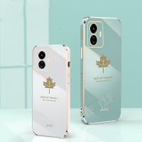 เคสโทรศัพท์ใบเมเปิลมีสไตล์2023 REALME C55 NFC เคส TPU แบบนิ่มอินเทรนด์เคส C55 Realme OPPO ฝาครอบโทรศัพท์มือถือซิลิโคน C55 REALME พร้อมสายรัดข้อมือระยิบระยับ