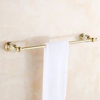 ▬ Vidric Towel Bars Brass Crystal Golden Wall mounted Single Towel Bar Holder Luxury Towel Rack Bar restroom Bathroom Acce