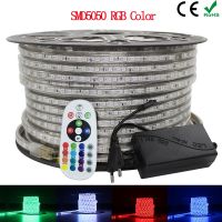 【hot】❐♙┇ 5050 IP67 220V Rgb Led Tape Lights 60leds/m 5050SMD With wireless Controller plug led