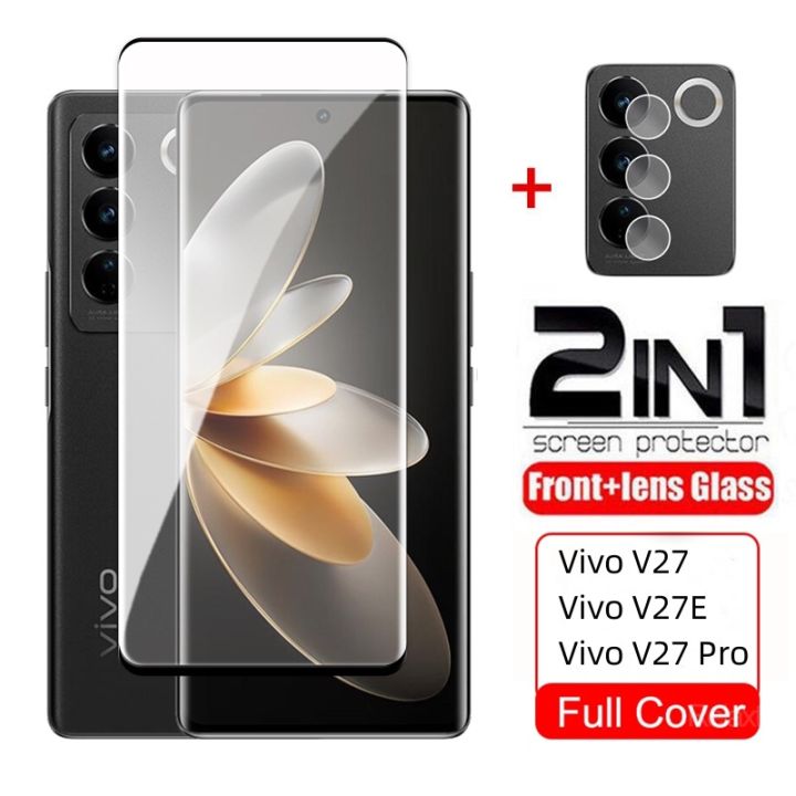 2 In 1 9h Tempered Glass For Vivo V27 Pro 5g V27pro V 27 V27e Hd Clear Curved Full Cover Glass 7465