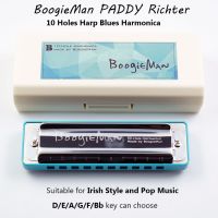 Boogimeman PADDY Richter 10หลุม Diatonic Harp ปรับ D/E/A/G/F/ Blues Harp เพลงไอริชและป๊อป