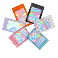 50 PCS Thicken Ziplock Bags Holographic Laser Color Plastic Pouch For DIY Jewelry Storage Pouch Zip Lock Bag Wholesale Food Storage Dispensers