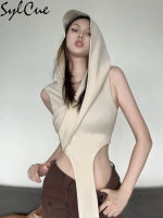 KKSylcue Avant-Garde ขั้นสูงออกแบบสร้างสรรค์ Cool มั่นใจ Catwalk แฟชั่นฤดูร้อน Party WomenS Apricot Hooded Topq11