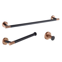 Stainless Steel 3-PCS Rose Gold Black Single Bar Towel Rack Towel Bar Coat Bath Towel Hook Bathroom Shower Wall Mounted