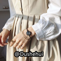 Oushehui สร้อยข้อมือย้อนยุคนาฬิกาอารมณ์เปิดสร้อยข้อมือนาฬิกาสำหรับผู้หญิง